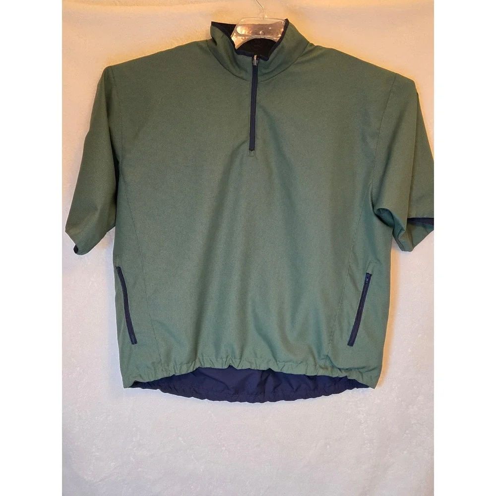 Men's Reversible Short Sleeve Golf Pullover Jacket‎ Blue Green Sz L